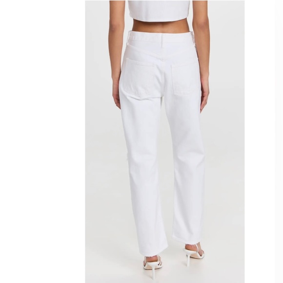 AGOLDE 90’s Jeans Mid Rise Loose Fit Vanish White Distressed Size 28 - Picture 5 of 16